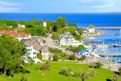 Houses on coastline