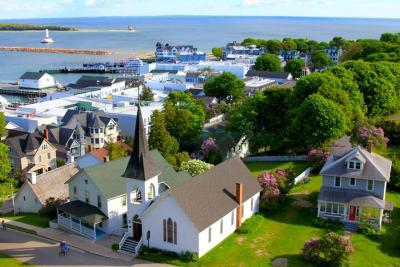 Houses on coastline